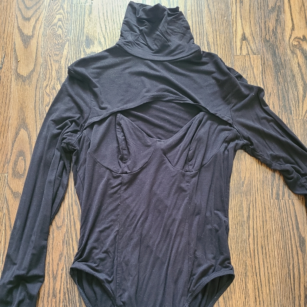 Cutout turtleneck bodysuit